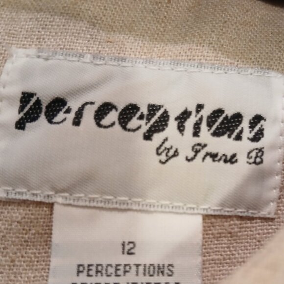 Vintage Linen Blend Sheath Dress Scoop Neck Midi Neutral Lt.Wheat Shade Sz 12 - Picture 3 of 6